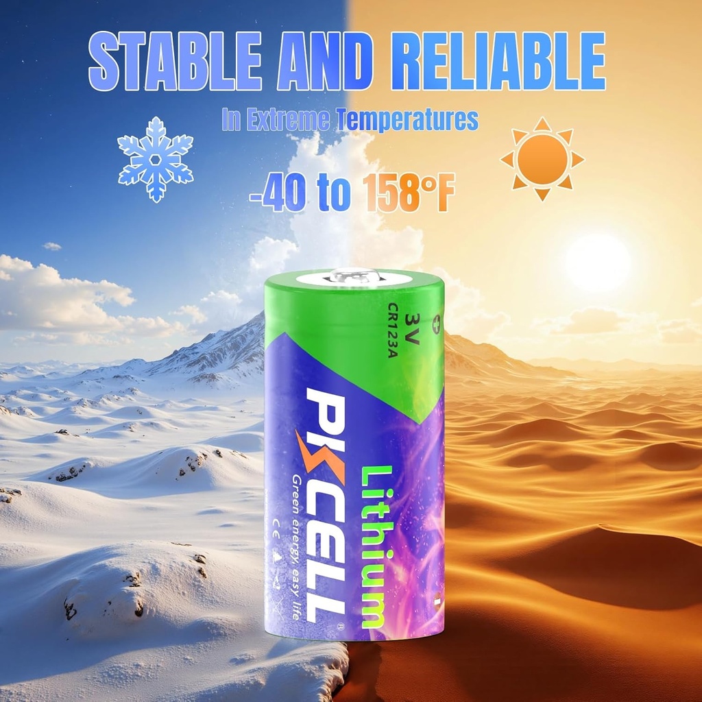 Pila de Litio PKCELL 3V CR123A-1B - Blíster x 1 Und.