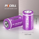 Batería PKCELL Li-SOCl2 3.6V 1/2AA (ER14250) - Ultra Larga Vida (1200mAh Tipo Energía)