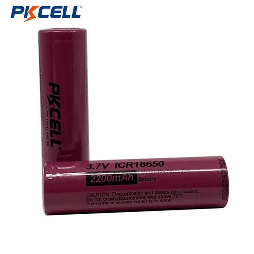[ICR18650 2200mAh] Celda Recargable PKCELL 3.7V Li-ion 18650 (2200mAh) - Estándar Industrial para Ensamblaje (Flat Top)