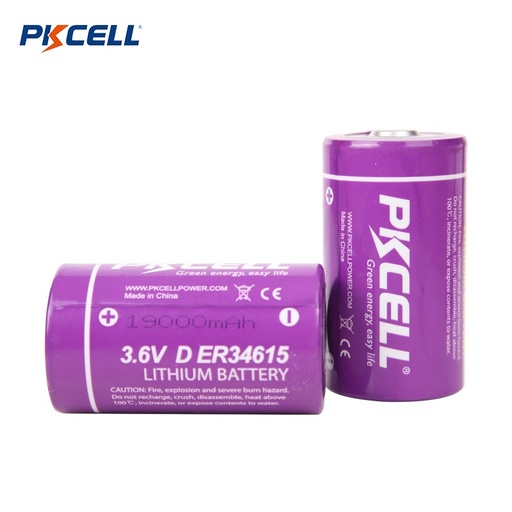 [ER34615] Batería PKCELL Li-SOCl2 3.6V Tamaño D (ER34615) - Capacidad Extrema (19000mAh) para Monitoreo Pesado